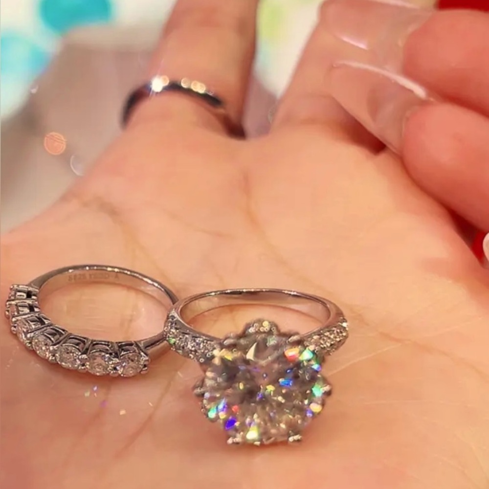 Engagement 925 Silver   High Quality premium moissanite Diamond Ring Set
5ct